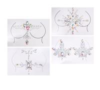 WRITWAA Brustschmuck Strass Aufkleber 4 Stück aus Acryl Strasssteinen Körperschmuck für Frauen Festival und Party Body Juwelen Selbstklebend Hautfreundlich
