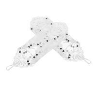 WRITWAA Fingerlose Weiße Brauthandschuhe aus Atmungsaktiver Spitze mit Blumenmuster Elegante Spitzenhandschuhe als Hochzeits Armstulpen für Brautkleid Accessoire