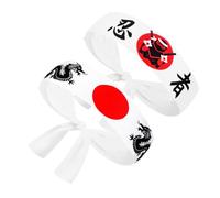 WRITWAA Japanische Stirnbänder Breites Rutschfestes Stirnband aus Polyester 2 Stück im Traditionellen Samurai Stil für Kochen und Sport