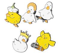 WRITWAA Kleine Enten Anstecknadeln aus Legierung 5 Stück Cartoon Tierbroschen für Damen Mädchen Dekorative Rucksack und Mantelbroschen