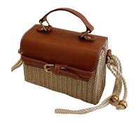 WRITWAA Modische Schultertasche aus Geflochtenem Stroh für Damen Handliche Umhängetasche aus Polyester mit Praktischem Tragegriff für Büro und Alltag