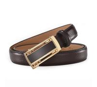 WRJAHCG Damengürtel Ratsche, Ledergürtel Damen Modischer Schmaler, Verstellbarer Lässig Echtledergürtel mit Quadratischer Dekorativer Schnalle aus Legierung,Braun,100CM/39.4''