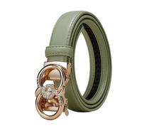 WRJAHCG Damengürtel Ratsche Verstellbarer, Gürtel Damen Schmal Modischer 24mm, Schwarz Lässig Ledergürtel mit Automatischer Schnalle aus Legierung mit Hohlem Muster,Grün,100CM/39.4''