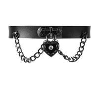 Wrtysully Leder Herzanhaenger Kette Halsband Gothic Punk Choker Schwarz