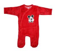WS-Trend Disney Baby Mickey Maus Velours-Strampler (Gr. 62-92) - Kuscheliger Einteiler mit Druckknöpfen, Farbe: Rot, Größe: 86