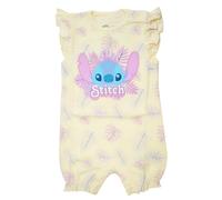 WS-Trend EplusM Stitch Baby Mädchen Strampler - 2 Farben zur Auswahl (Rosa oder Gelb) - Kurzarm Sommer Einteiler aus Baumwolle - Gr. 62-92 - Offizielles Lizenzprodukt, Farbe: Gelb, Größe: 62