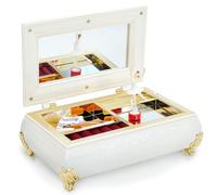 WSAMJIN Ballerina Spieluhr mit Melodie, Musik Schmuckkästchen Vintage Music Box Musikalische Schmuckkiste mit Spiegel für Ring, Armband, Ohrringe Damen (Perlweiß)