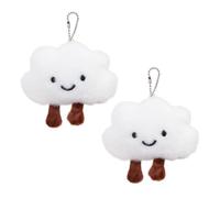 WSDMAVIS Kawaii-Wolken-Schlüsselanhänger, weicher Plüsch-Schlüsselanhänger mit niedlichem Quietschgeräusch, lustiger Happy Cloud-Schlüsselanhänger für Taschen, Brieftaschen, Autozubehör, 2 Stück,