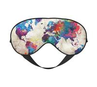 WSHFFILO Abstrakte Weltkarte bedruckte doppelseitige weiche Verdunkelungs-Augenmaske, Schlafhilfe, Augenmaske, Reise-Augenmaske