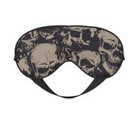 WSHFFILO Augenmaske mit Aufschrift "Many Skulls Get Together", doppelseitig, weich, Verdunkelung, Schlafhilfe, Augenmaske, Reiseaugenmaske