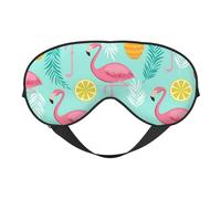 WSHFFILO Augenmaske mit Flamingo-Druck, doppelseitig, weich, Verdunkelung, Schlafhilfe, Augenmaske, Reiseaugenmaske