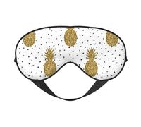 WSHFFILO Augenmaske mit goldfarbenem Glitzer, Ananas, Obst, bedruckt, doppelseitig, weich, Verdunkelung, Schlafhilfe, Augenmaske, Reiseaugenmaske