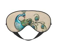 WSHFFILO Augenmaske mit Pfauenmuster, doppelseitig, weich, Verdunkelung, Schlafhilfe, Augenmaske, Reiseaugenmaske