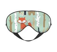WSHFFILO Augenmaske mit süßem Fuchsbär, Vogel, Hasenbaum, bedruckt, doppelseitig, weich, Verdunkelung, Schlafhilfe, Augenmaske, Reiseaugenmaske