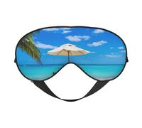 WSHFFILO Augenmaske mit tropischem Meer, doppelseitig, weich, verdunkelnd, Schlafhilfe, Augenmaske, Reiseaugenmaske, Weiß