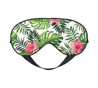 WSHFFILO Augenmaske mit tropischen Blättern, doppelseitig, weich, Verdunkelung, Schlafhilfe, Augenmaske, Reiseaugenmaske