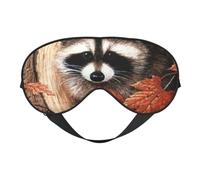 WSHFFILO Augenmaske mit Waschbär im Herbstbaumloch, bedruckt, doppelseitig, weich, Verdunkelung, Schlafhilfe, Augenmaske, Reiseaugenmaske