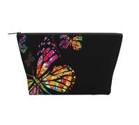 WSHFFILO Bunte Aufbewahrungstasche mit Schmetterlings-Motiv, für den täglichen Gebrauch, Make-up-Tasche, Reise-Kulturbeutel, Kosmetiktasche, Schwarz , Einheitsgröße