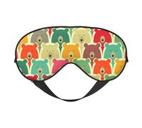 WSHFFILO Bunte Bären bedruckte doppelseitige weiche Verdunkelungs-Augenmaske, Schlafhilfe, Augenmaske, Reise-Augenmaske