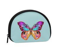 WSHFFILO Bunte Schmetterlings-bedruckte Muschel-Aufbewahrungstasche, Mini-Münzen-Organizer, Schwarz , Einheitsgröße