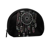 WSHFFILO Dark Dream Catcher bedruckte Muschel-Aufbewahrungstasche, Mini-Münz-Organizer, Schwarz , Einheitsgröße