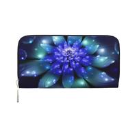 WSHFFILO Fantasy Blue Flower Printed Leather Hand Wallet Long Clutch Leather Wallet, Schwarz , Einheitsgröße