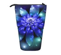 WSHFFILO Fantasy Blue Flower Printed Pencil Telescopic Expandable Pen Pouch