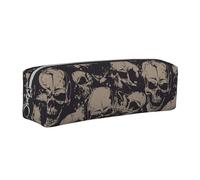 WSHFFILO Federmäppchen aus Leder mit Aufdruck "Many Skulls Get Together", silber, Einheitsgröße, Münztasche