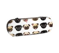 WSHFFILO Federmäppchen aus Leder, mit Mops-Motiv, tragbar, Schwarz / Gelb