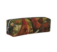 WSHFFILO Federmäppchen aus Leder, Motiv: Hühner und Bauernhof, bedruckt, silber, Einheitsgröße, Münztasche