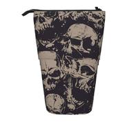 WSHFFILO Federmäppchen mit Aufschrift "Many Skulls Get Together", bedruckt, ausziehbar, Teleskop-Stifttasche