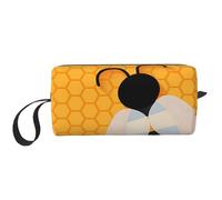 WSHFFILO Federmäppchen mit niedlichem Bienen-Motiv, Gelb, kleine Make-up-Tasche