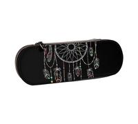 WSHFFILO Federmäppchen, Motiv: Dark Dream Catcher, Leder, tragbar, Schreibwaren-Tasche
