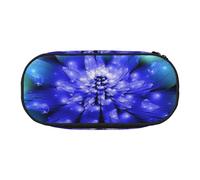 WSHFFILO Federmäppchen, Motiv: Fantasy Blue Flower Printed Pencil Case Pencil Pouch Portable Stationery Bag, Schwarz , Einheitsgröße, Münztasche