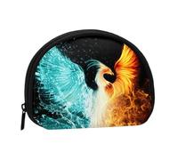 WSHFFILO Fire and Water Phoenix bedruckte Muschel-Aufbewahrungstasche, Mini-Münz-Organizer, Schwarz , Einheitsgröße