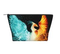 WSHFFILO Fire and Water Phoenix bedruckte tägliche Aufbewahrungstasche Make-up-Tasche Reise-Kulturbeutel Kosmetiktasche, Schwarz , Einheitsgröße