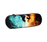 WSHFFILO Fire and Water Phoenix Federmäppchen, Leder, bedruckt, tragbar, Schreibwaren-Tasche