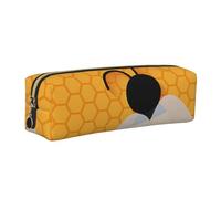 WSHFFILO Gelbes Federmäppchen aus Leder mit niedlichem Bienen-Motiv, gold, Einheitsgröße, Münztasche