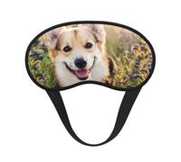 WSHFFILO Happy Corgi Hunde-bedruckte Verdunkelungs-Schlafmaske, Reise-Augenmaske