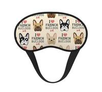 WSHFFILO "I Love French Bulldogge" bedruckte Verdunkelungs-Schlafmaske, Reise-Augenmaske
