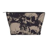WSHFFILO Kosmetiktasche mit Aufschrift "Many Skulls Get Together", bedruckt, für den täglichen Gebrauch, Make-up-Tasche, Reise-Kulturbeutel, Schwarz , Einheitsgröße