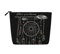 WSHFFILO Kosmetiktasche, Motiv: Dark Dream Catcher, bedruckt, künstlicher Hanf, Reise-Kulturbeutel, Kosmetiktasche, Clutch-Tasche, Schwarz , Einheitsgröße