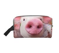 WSHFFILO Lustige Aufbewahrungstasche mit niedlichem Schweinchen-Motiv, Make-up-Tasche, Reise-Kulturbeutel, weiß, Einheitsgröße