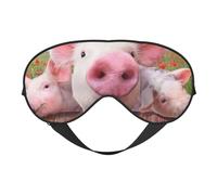 WSHFFILO Lustige, niedliche Schweine-bedruckte doppelseitige weiche Verdunkelungs-Augenmaske, Schlafhilfe, Augenmaske, Reise-Augenmaske