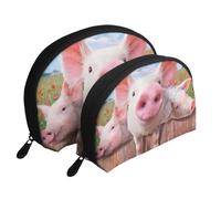 WSHFFILO Lustige tragbare Tasche mit Schweinchen-Motiv, Clutch, Make-up-Tasche, weiß, Einheitsgröße