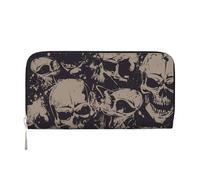 WSHFFILO Many Skulls Get Together Printed Leather Hand Wallet Long Clutch Leather Wallet, Schwarz , Einheitsgröße