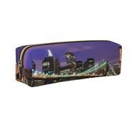 WSHFFILO New York Night bedrucktes Leder-Federmäppchen Federmäppchen, gold, Einheitsgröße, Münztasche