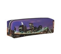 WSHFFILO New York Night bedrucktes Leder-Federmäppchen Federmäppchen, silber, Einheitsgröße, Münztasche