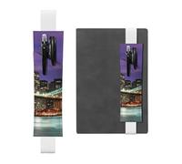 WSHFFILO New York Night bedrucktes Leder-Stifthalter, Lesezeichen, Federmäppchen, weiß, Einheitsgröße, Münztasche