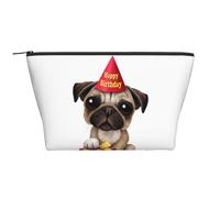 WSHFFILO Niedliche Aufbewahrungstasche mit Mops-Motiv, bedruckt, für den täglichen Gebrauch, Make-up-Tasche, Reise-Kulturbeutel, Kosmetiktasche, Schwarz , Einheitsgröße